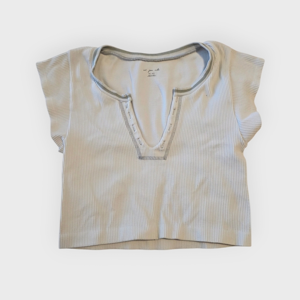 Urban Outfitters Ribbed Crop Top in Cream